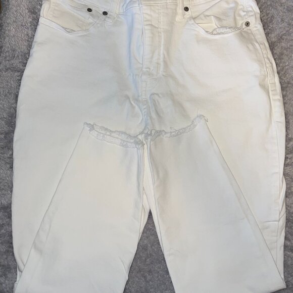Lucky Brand White Skinny Jeans • Raw Hem • Stretch Denim • Women’s size 12/31 - Picture 3 of 6